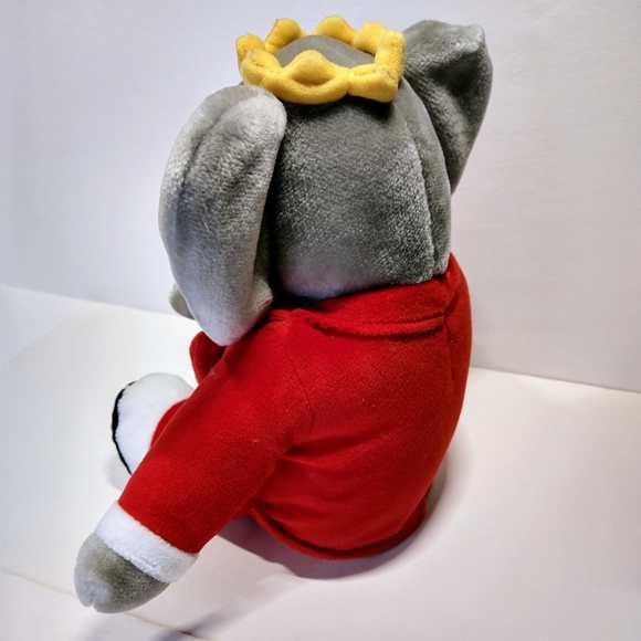 Vintage 1988 Gund King BABAR Elephant 13” Plush Stuffed Animal Red Velvet Suit - Picture 4 of 12